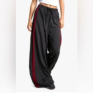 Boohoo Black and Pink Striped Pants
